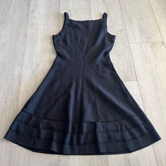 Kate Spade Open Cable Sweater Tank Knit Dress Fit and Flare Black Size Medium - Picture 2 of 8